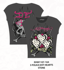 3 Polka Dot Hearts Cap Sleeve Tee