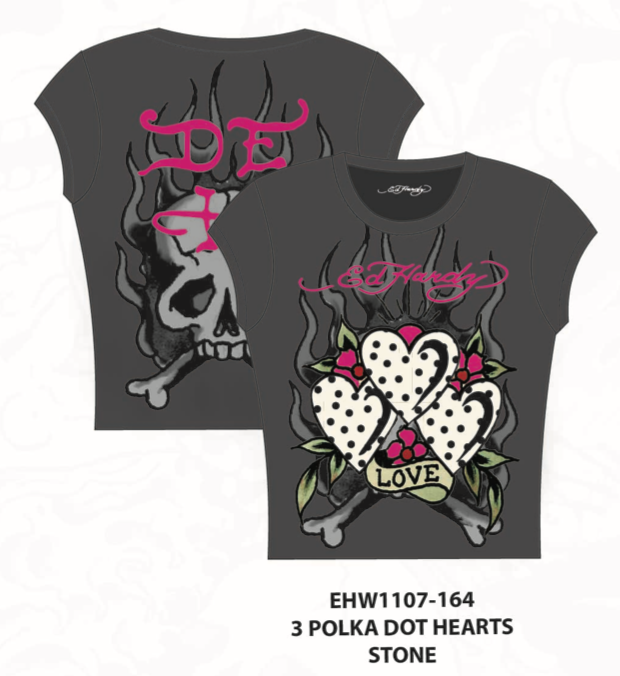 3 Polka Dot Hearts Cap Sleeve Tee