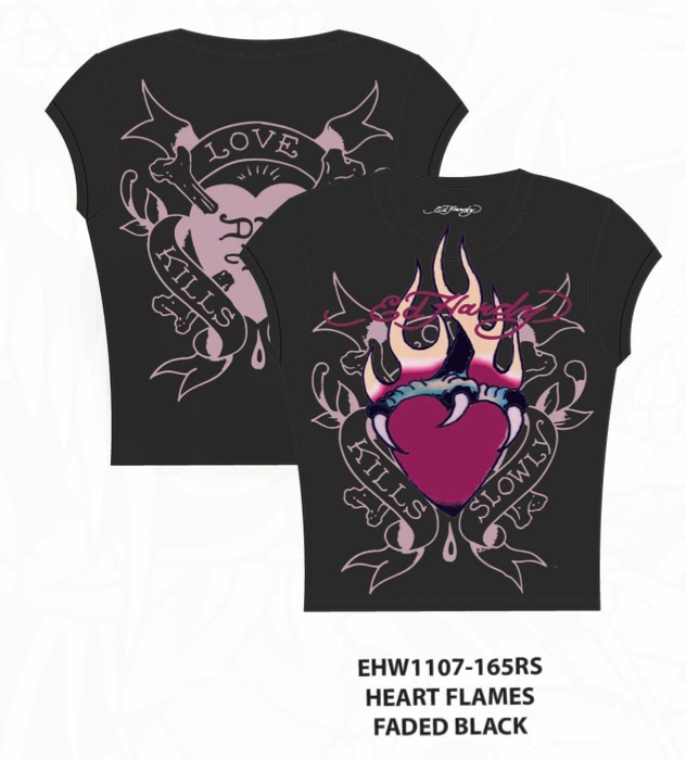 : Heart Flames Rhinestone Cap Sleeve Tee