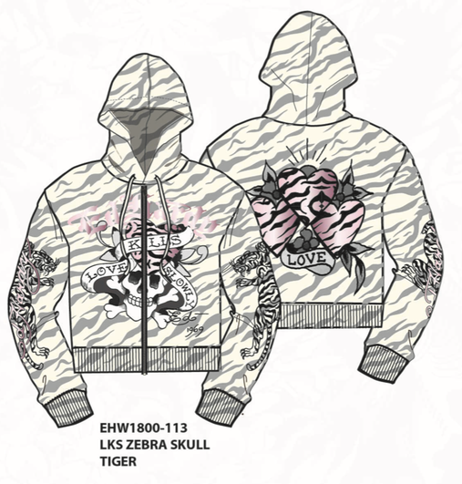 LKS Zebra Skull Zip Hoodie