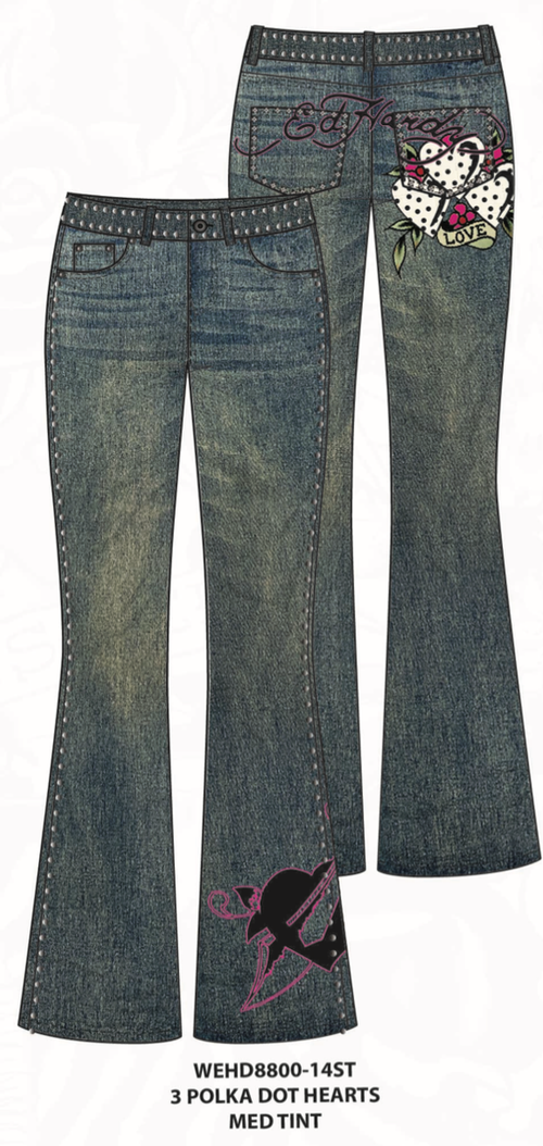 3 Polka Dot Hearts Bootcut Jean