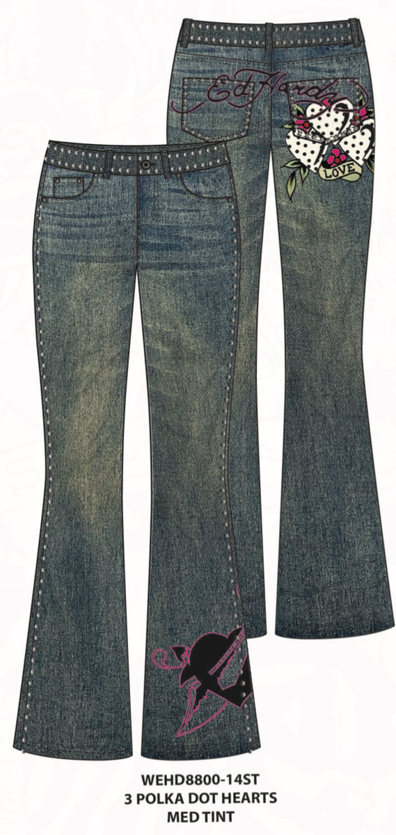 3 Polka Dot Hearts Bootcut Jean