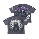 Stray Acid Washed Digital Print Metal Stud Trim T-Shirt