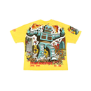 Stray Acid Washed Digital Print Metal Stud Trim T-Shirt – Yellow
