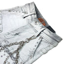 Elite Premium Denim Flint Embellished Denim Shorts – Grey Wash