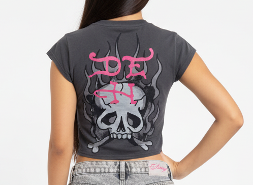 : Heart Flames Rhinestone Cap Sleeve Tee