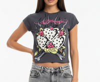 3 Polka Dot Hearts Cap Sleeve Tee