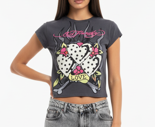 3 Polka Dot Hearts Cap Sleeve Tee