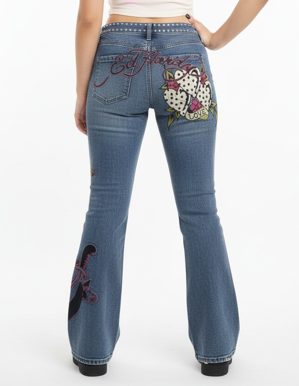 3 Polka Dot Hearts Bootcut Jean