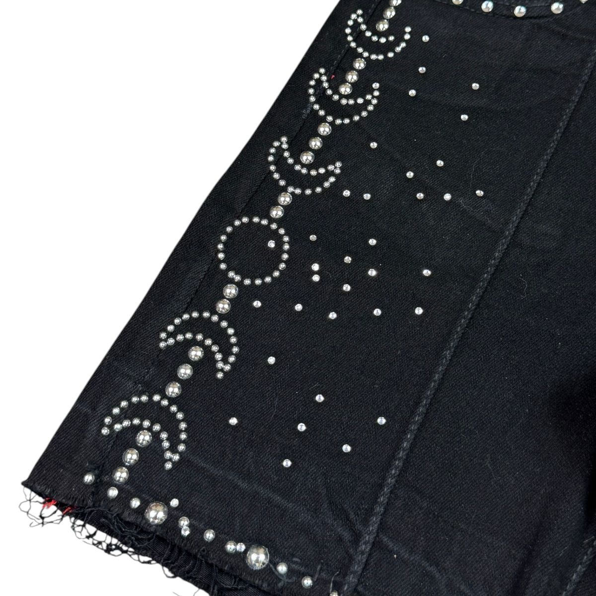 Elite Premium Denim Moon Phase Embellished Denim Shorts – Jet Black