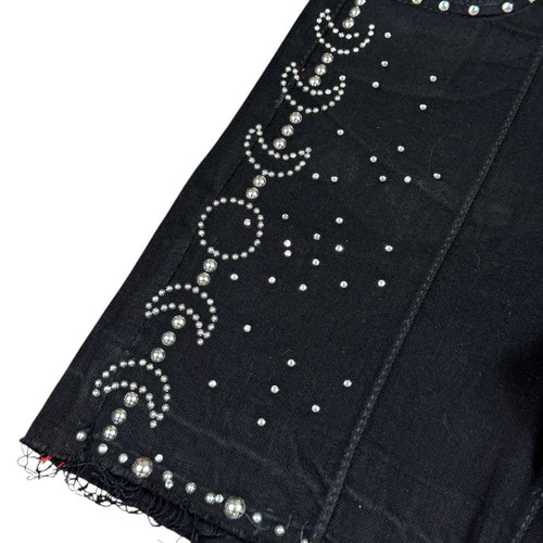 Elite Premium Denim Moon Phase Embellished Denim Shorts – Jet Black