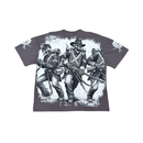 Stray Acid Washed Digital Print Metal Stud Trim T-Shirt – Charcoal