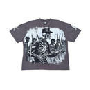 Stray Acid Washed Digital Print Metal Stud Trim T-Shirt – Charcoal