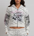 LKS Zebra Skull Zip Hoodie