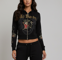 Panther Cropped Zip Hoodie