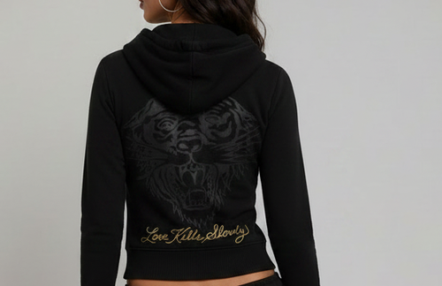 Panther Cropped Zip Hoodie