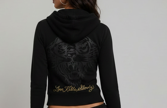 Panther Cropped Zip Hoodie