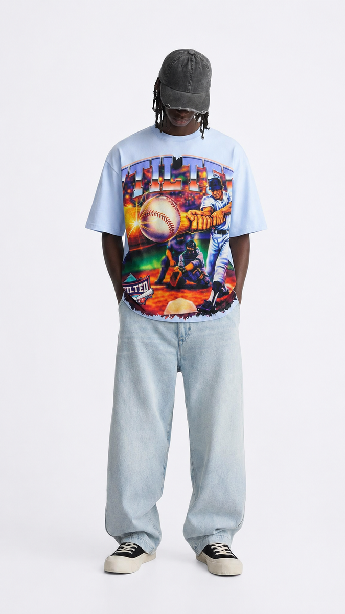 VTILTED “Homerun” Tee – Blue Wash