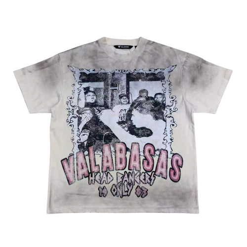 VALABASAS Head Bangers Cream Tee in Grey