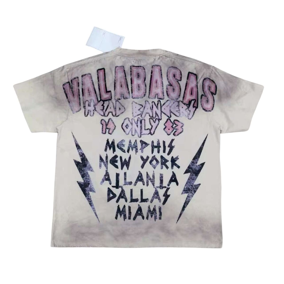 VALABASAS Head Bangers Cream Tee in Grey