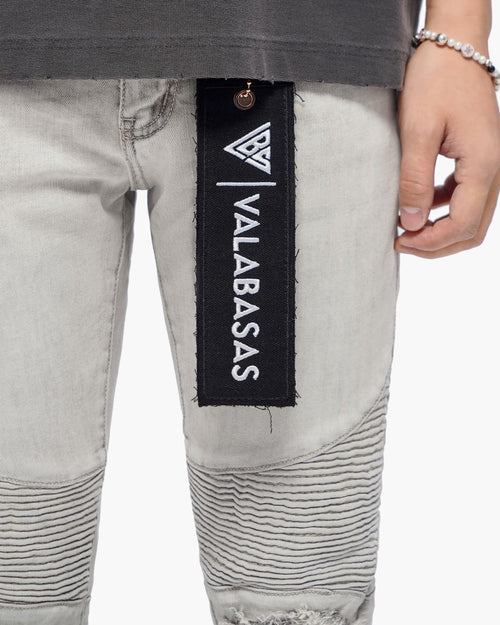 VALABASAS Mr. Biker Snow Grey Skinny Jeans