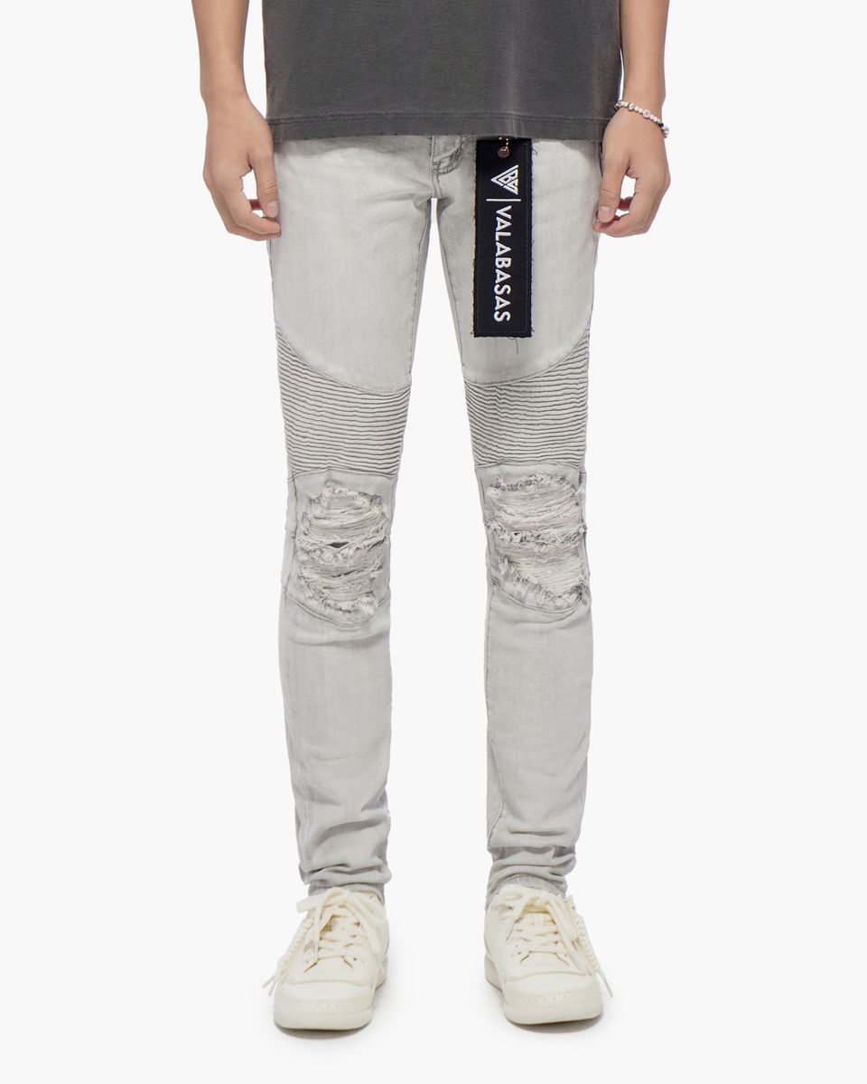 VALABASAS Mr. Biker Snow Grey Skinny Jeans