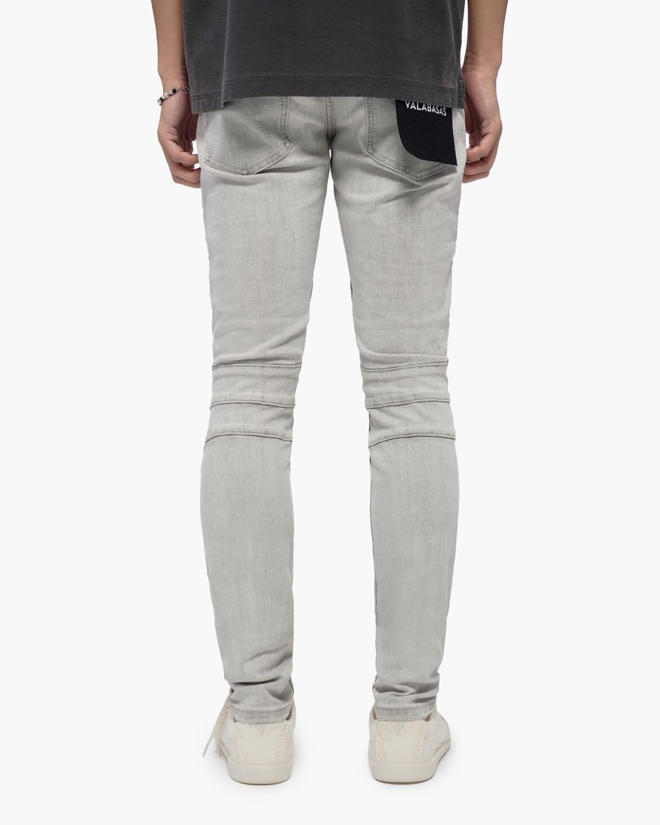 VALABASAS Mr. Biker Snow Grey Skinny Jeans