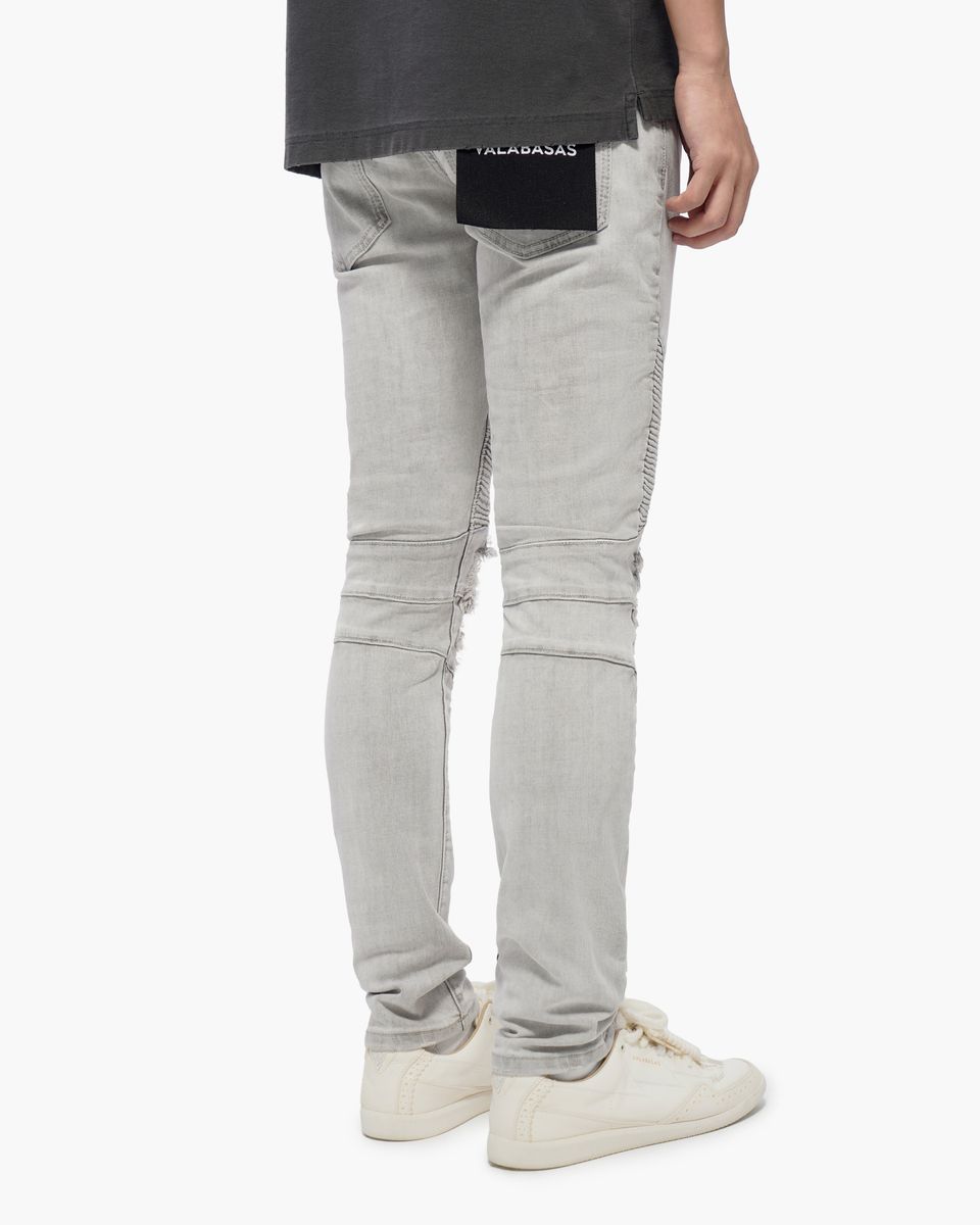 VALABASAS Mr. Biker Snow Grey Skinny Jeans