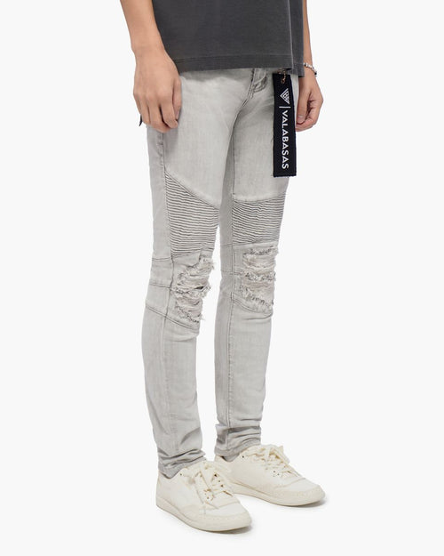 VALABASAS Mr. Biker Snow Grey Skinny Jeans