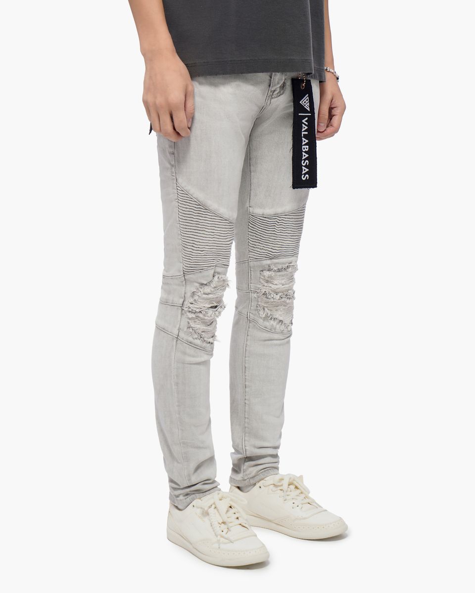 VALABASAS Mr. Biker Snow Grey Skinny Jeans