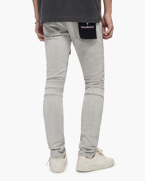 VALABASAS Mr. Biker Snow Grey Skinny Jeans