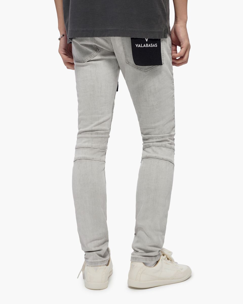 VALABASAS Mr. Biker Snow Grey Skinny Jeans