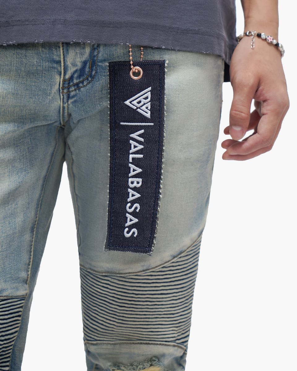 VALABASAS Mr. Biker Light Wash Skinny Jeans