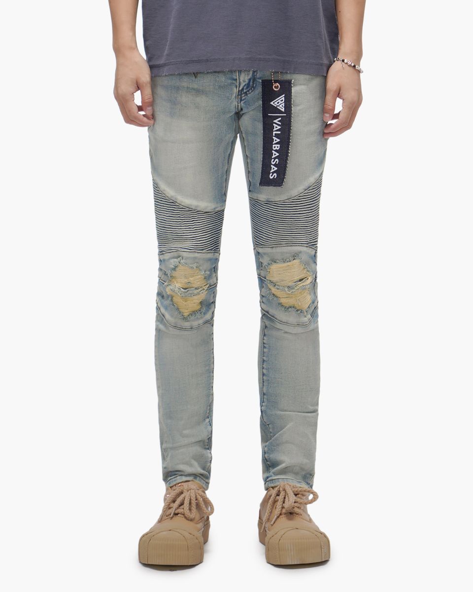 VALABASAS Mr. Biker Light Wash Skinny Jeans