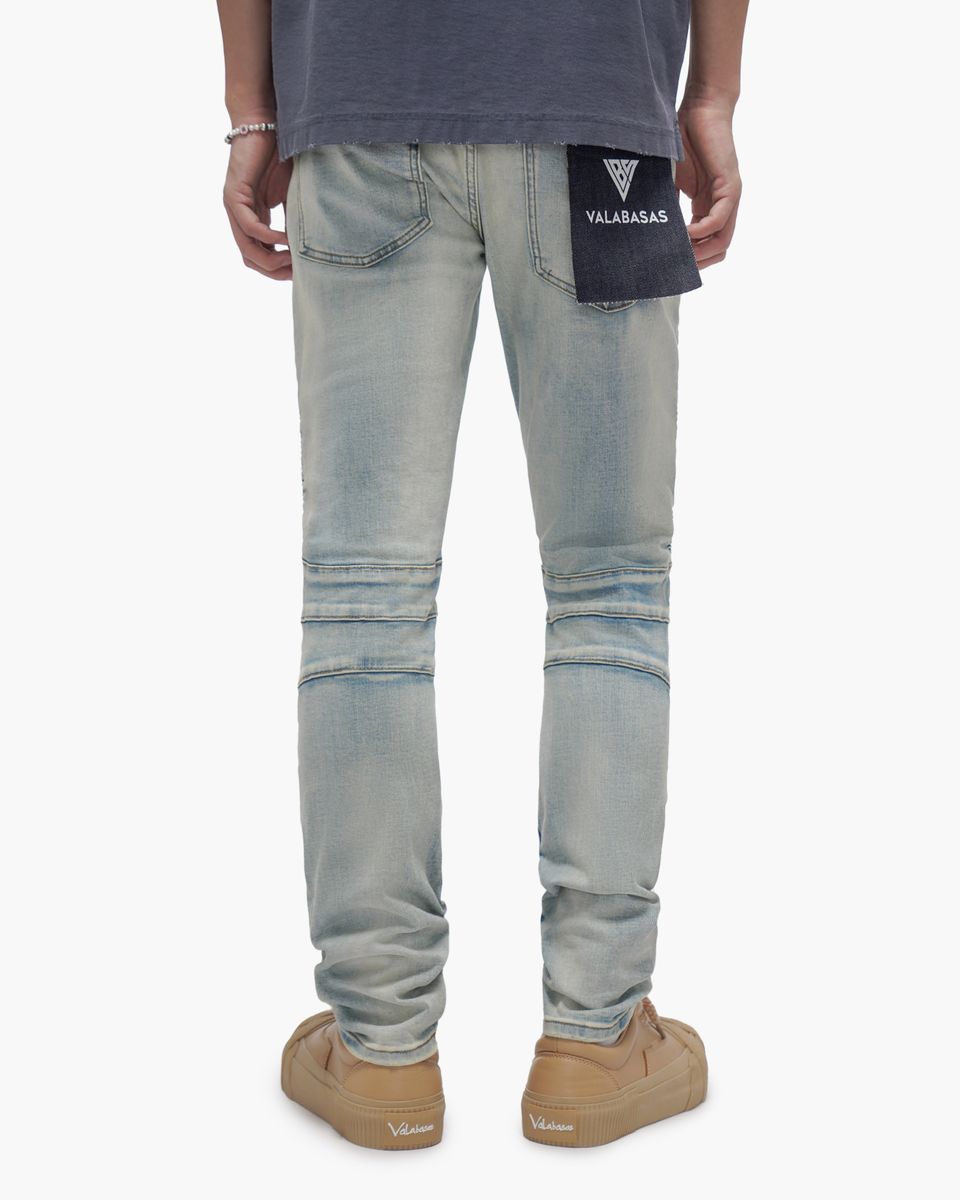 VALABASAS Mr. Biker Light Wash Skinny Jeans