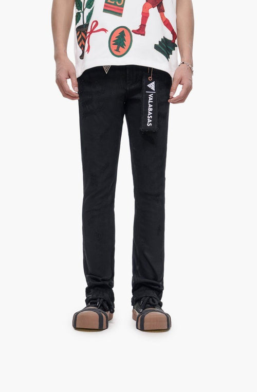 Wired Black Waxed Stacked Jeans