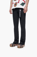 Wired Black Waxed Stacked Jeans