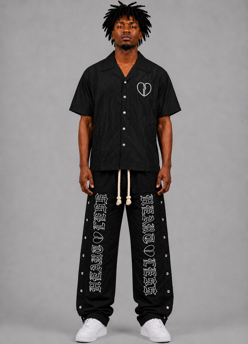 Focus Men's Heartless Nylon Shirt & Snap Pants 2-Piece Set