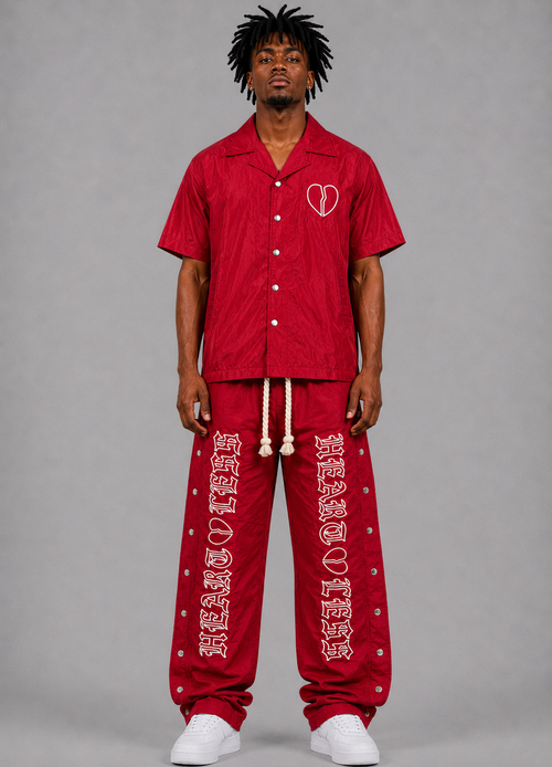 Focus Men's Heartless Nylon Shirt & Snap Pants 2-Piece Set