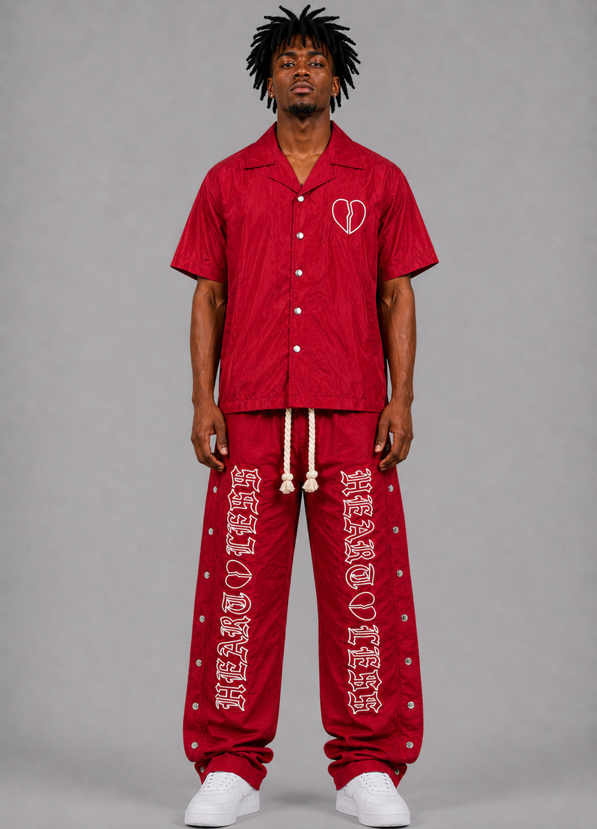 Focus Men's Heartless Nylon Shirt & Snap Pants 2-Piece Set