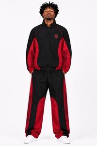 Focus Men's Reign Nylon Tracksuit Set - Red / Black