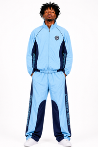 Focus Men's Reign Nylon Tracksuit Set - Sky Blue / Navy