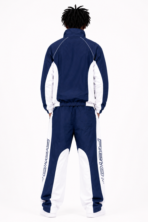 Focus Men's Reign Nylon Tracksuit Set - Navy / White
