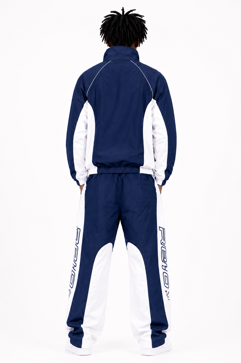 Focus Men's Reign Nylon Tracksuit Set - Navy / White
