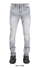 Focus Men's Distressed Slim Fit Fashion Denim - Light Grey (Style 2601)