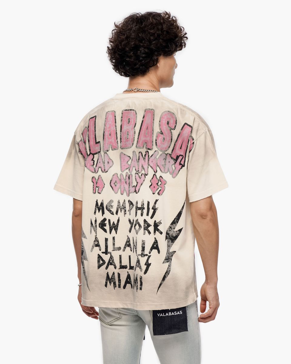 VALABASAS Head Bangers Cream Tee in Grey