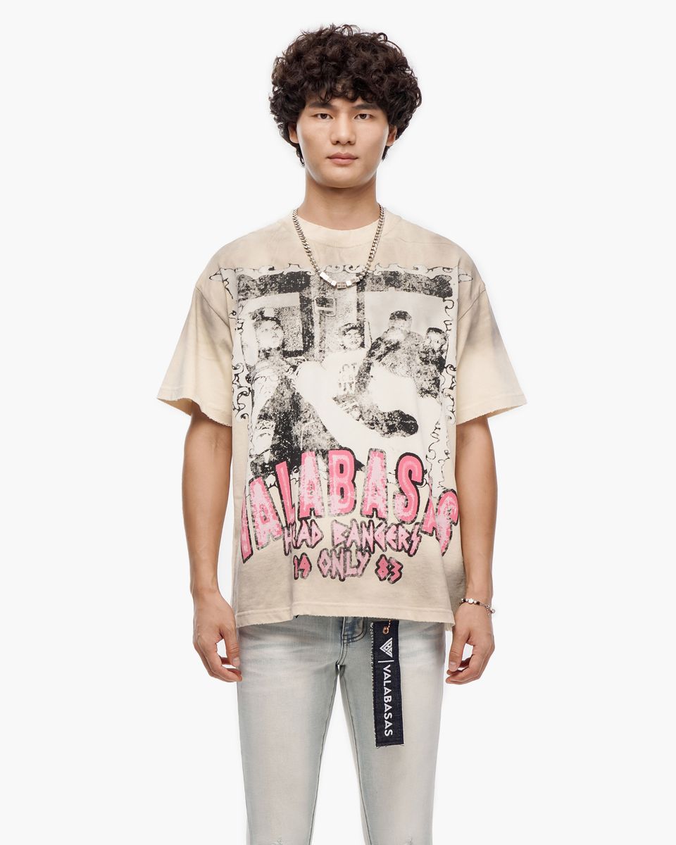VALABASAS Head Bangers Cream Tee in Grey