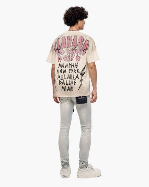 VALABASAS Head Bangers Cream Tee in Grey