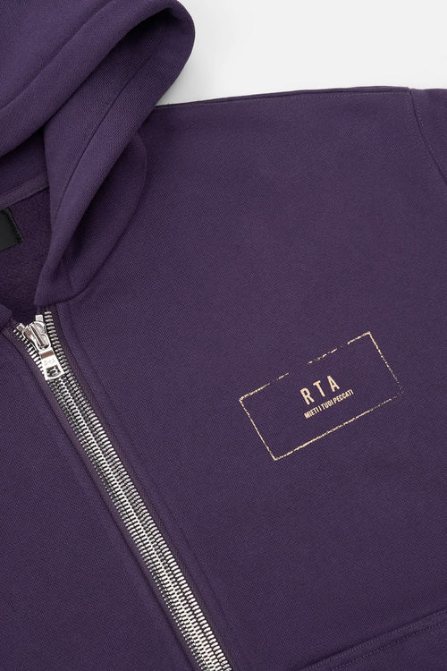 RTA Kaen Cropped Zip Up Hoodie – Grape | Curva Ultra