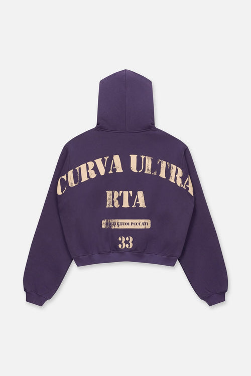 RTA Kaen Cropped Zip Up Hoodie – Grape | Curva Ultra